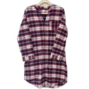 Garnet Hill Plaid Flannel Tunic Shirt Dress Sz S